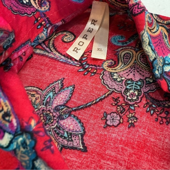 Roper Western Pearl Snap Floral Paisley Button Down Shirt Size XL - Picture 3 of 4